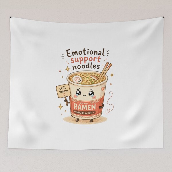 Item preview, Emotional Support Noodles Kawaii Ramen Sticker designed and sold by InkWanderStudio.