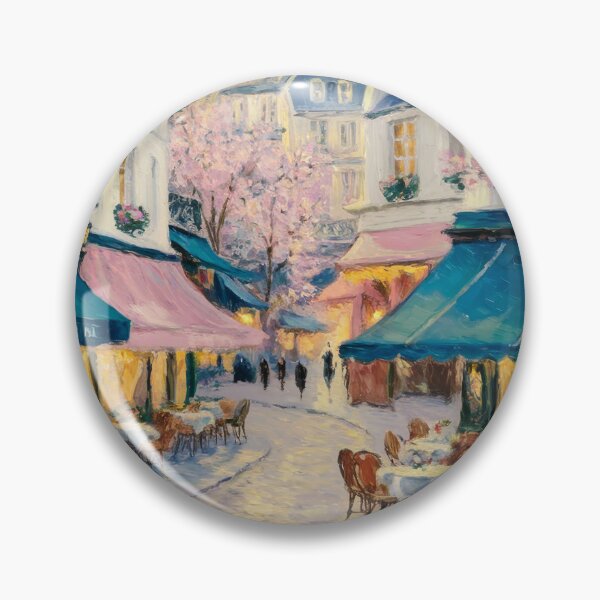 Item preview, Spring French Café Street with Cherry Blossoms designed and sold by CARRAANN.