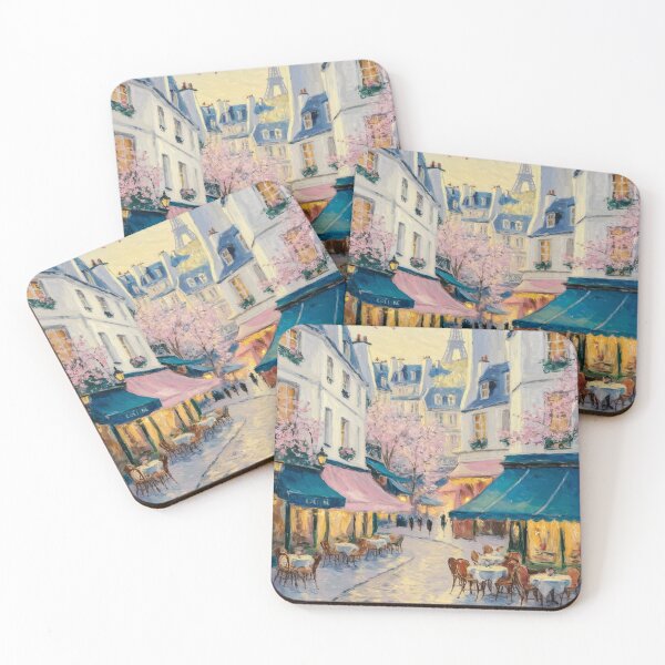 Item preview, Spring French Café Street with Cherry Blossoms designed and sold by CARRAANN.