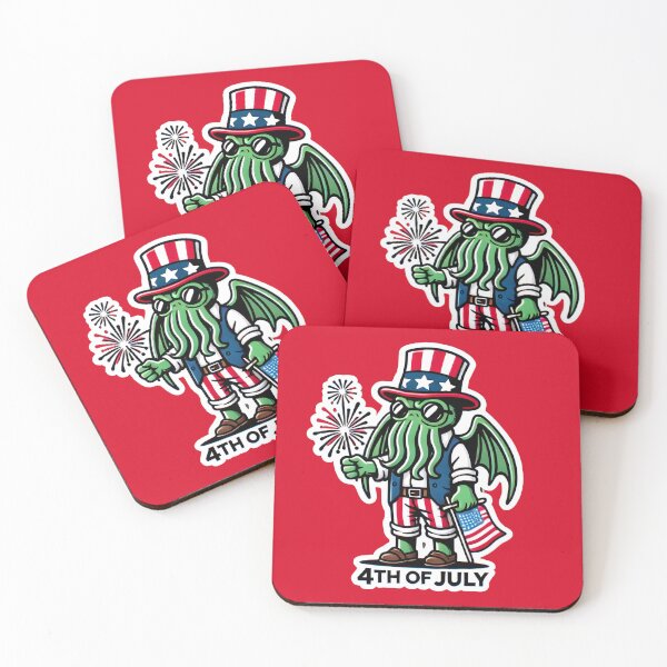 Item preview, Cute Cthulhu Independence Day Patriotic American Flag Print designed and sold by PinUpPizzazz.