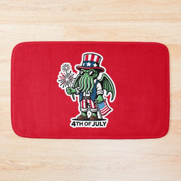 Item preview, Cute Cthulhu Independence Day Patriotic American Flag Print designed and sold by PinUpPizzazz.