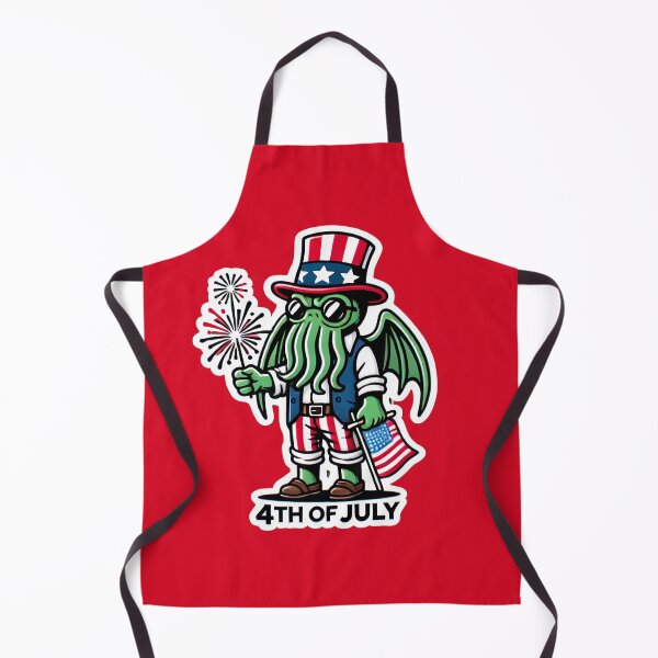 Item preview, Cute Cthulhu Independence Day Patriotic American Flag Print designed and sold by PinUpPizzazz.