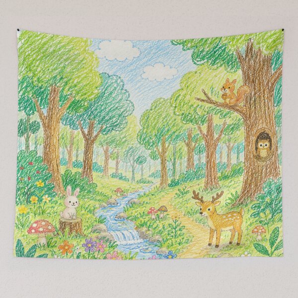 Item preview, Whimsical Crayon Forest Animal Adventure designed and sold by 0606PM.