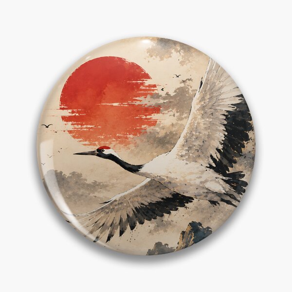 Item preview, The Silent Crane Ink & Watercolor Misty Mountains Landscape designed and sold by dytf79.