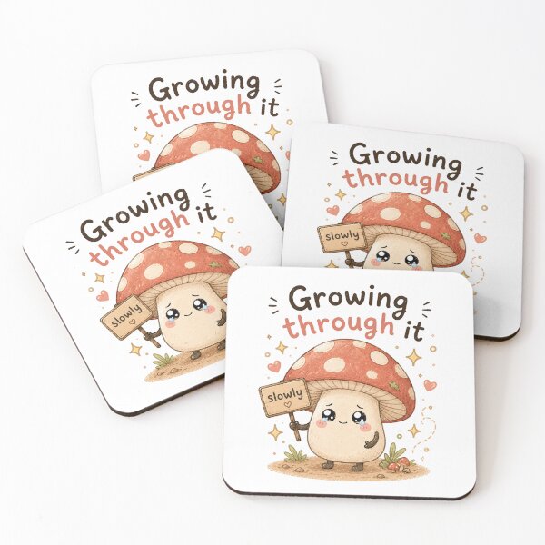 Item preview, Growing Through It Kawaii Mushroom Sticker designed and sold by InkWanderStudio.