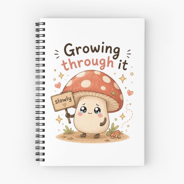 Item preview, Growing Through It Kawaii Mushroom Sticker designed and sold by InkWanderStudio.