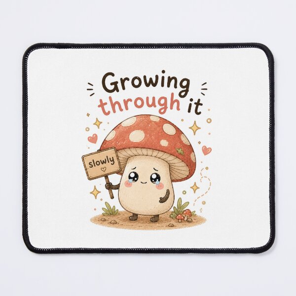 Item preview, Growing Through It Kawaii Mushroom Sticker designed and sold by InkWanderStudio.