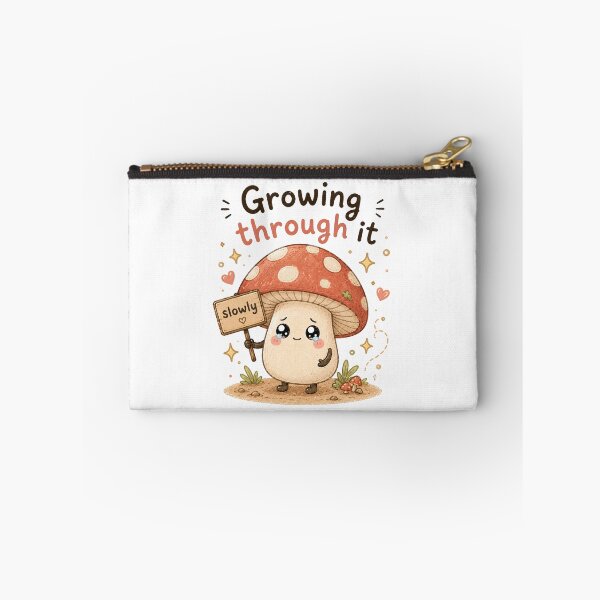 Item preview, Growing Through It Kawaii Mushroom Sticker designed and sold by InkWanderStudio.