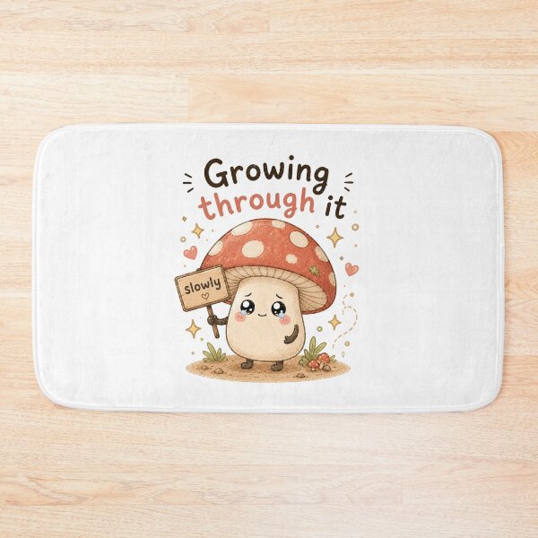 Item preview, Growing Through It Kawaii Mushroom Sticker designed and sold by InkWanderStudio.
