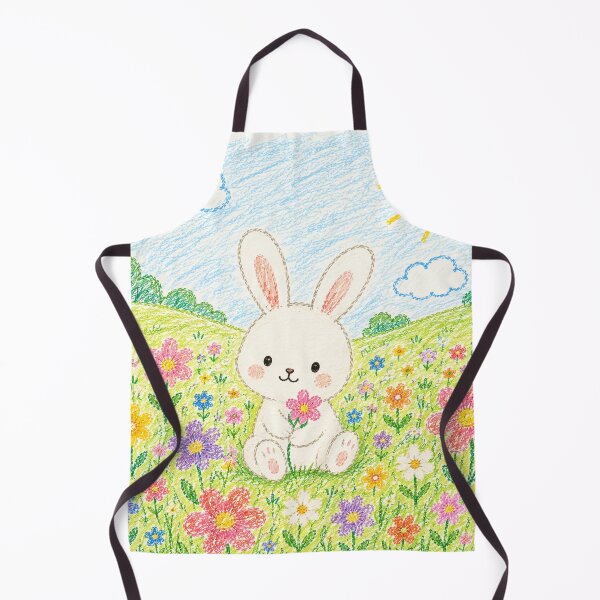 Item preview, Cute Bunny in Flower Meadow Crayon Art designed and sold by 0606PM.