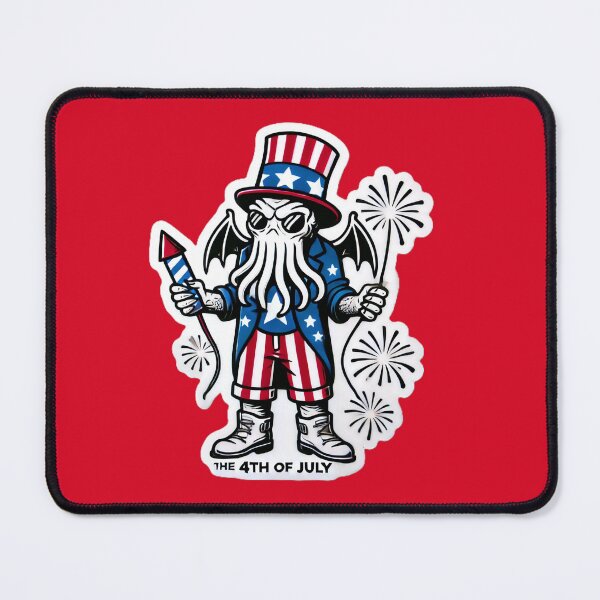 Item preview, Cute Cthulhu Independence Day Patriotic American Flag Print designed and sold by PinUpPizzazz.