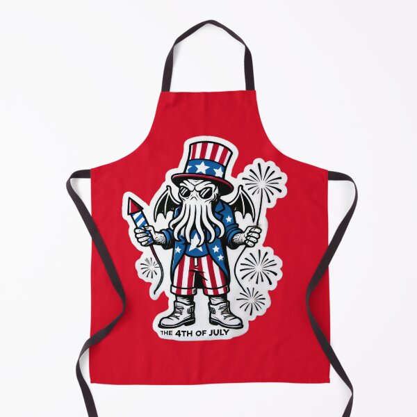 Item preview, Cute Cthulhu Independence Day Patriotic American Flag Print designed and sold by PinUpPizzazz.