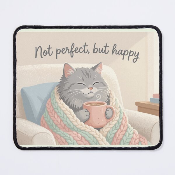 Item preview, Cozy Cat with Coffee Warm Blanket Aesthetic | Cute Relaxing Animal Illustration | Comfort & Self-Care Lifestyle Design designed and sold by Softbear Atelier.
