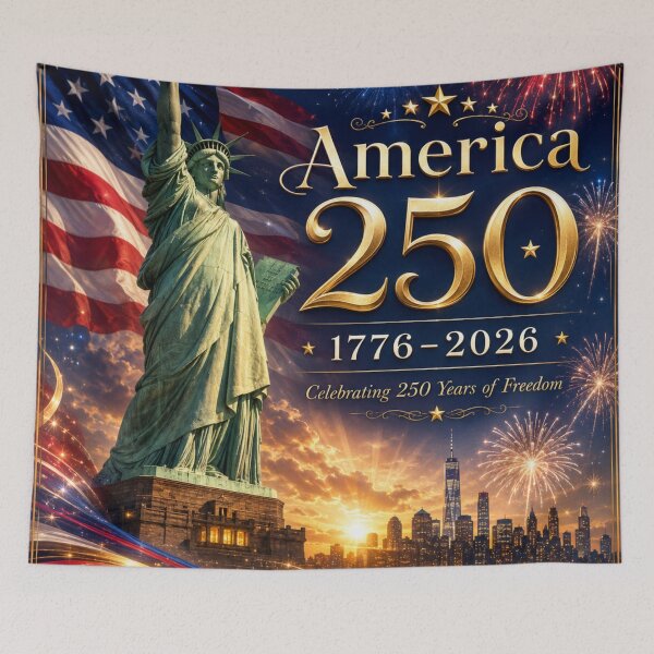 Item preview, America 250 Lady Liberty Fireworks 1776–2026 designed and sold by Buttonquill.