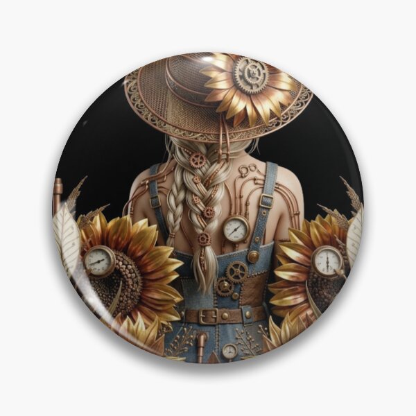 Item preview, ​Steampunk Sunflower Girl Celestial Golden Aesthetic Art designed and sold by SilentFlower.
