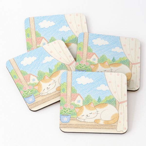 Item preview, Cozy Cat Sleeping by Window Crayon Art designed and sold by 0606PM.