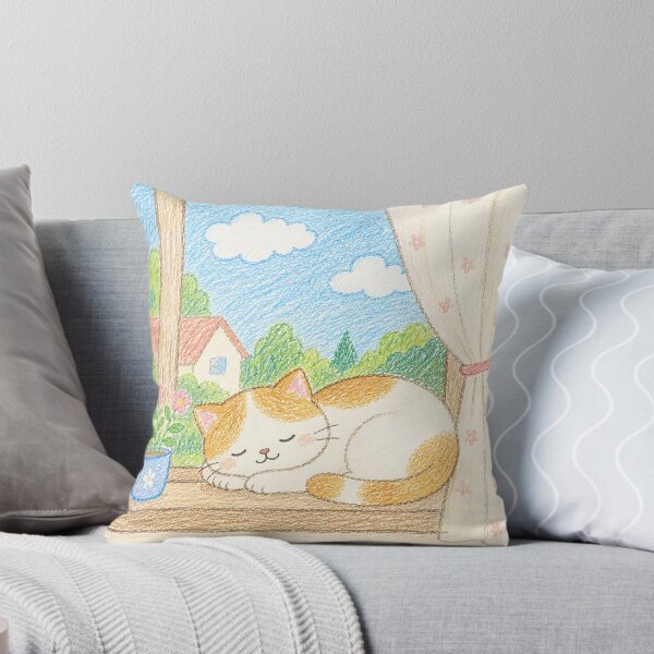 Item preview, Cozy Cat Sleeping by Window Crayon Art designed and sold by 0606PM.