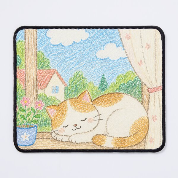 Item preview, Cozy Cat Sleeping by Window Crayon Art designed and sold by 0606PM.