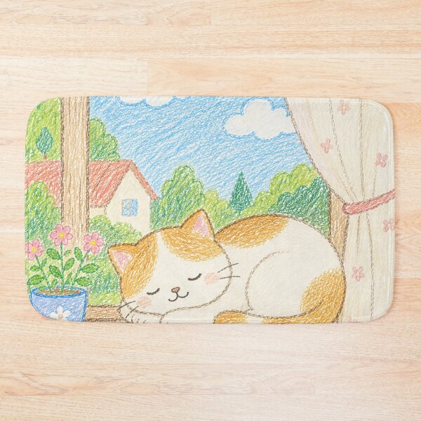 Item preview, Cozy Cat Sleeping by Window Crayon Art designed and sold by 0606PM.