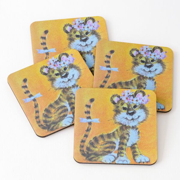 Item preview, Vintage Yellow Tiger with flowers and bows designed and sold by reganisit.