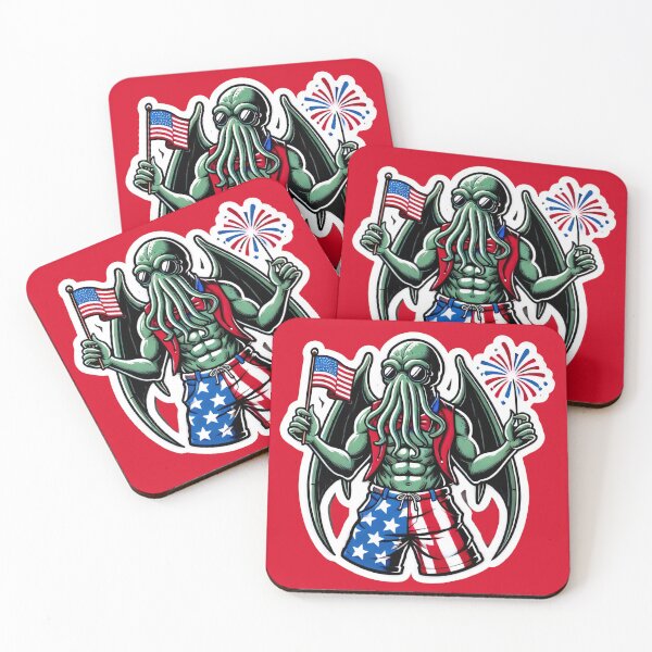 Item preview, Cthulhu Independence Day Patriotic American Flag Print designed and sold by PinUpPizzazz.