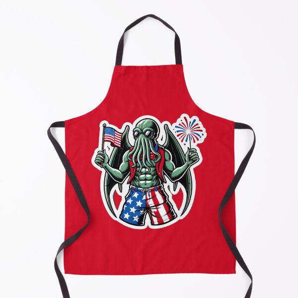 Item preview, Cthulhu Independence Day Patriotic American Flag Print designed and sold by PinUpPizzazz.