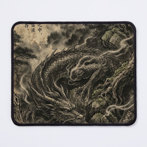 Item preview, Ancient Dragon Sleeping in the Mystic Forest Sumi-e Ink Wash designed and sold by DuckOddity.