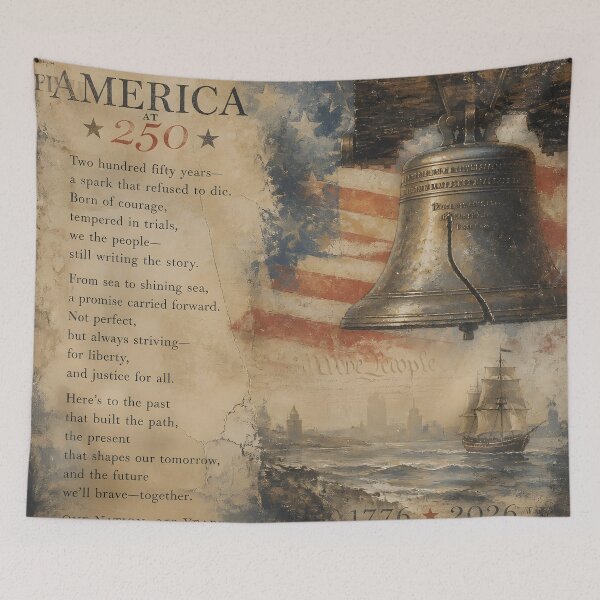 Item preview, America at 250 Liberty Bell Poem 1776–2026 designed and sold by Buttonquill.