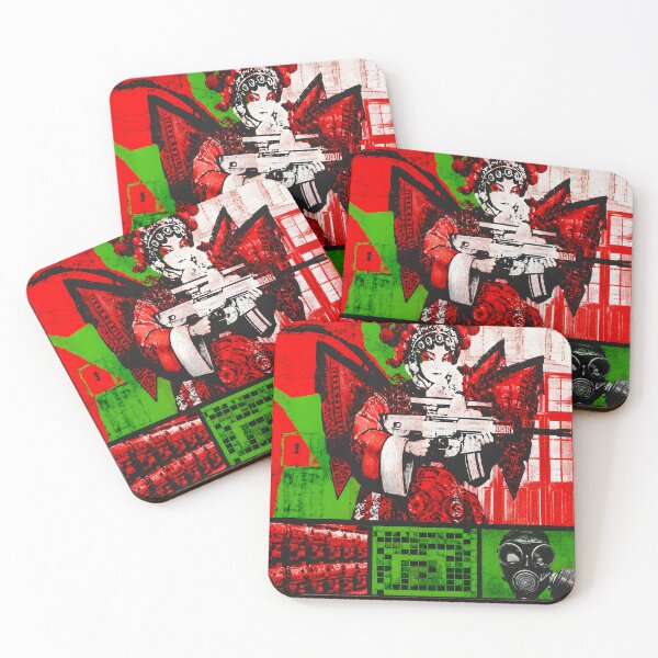 Item preview, Neo Tokyo Industrial Street Urban Collage Poster Halftone Graphic Design Cyberpunk Geisha Pop Art designed and sold by WheresMyMojo.