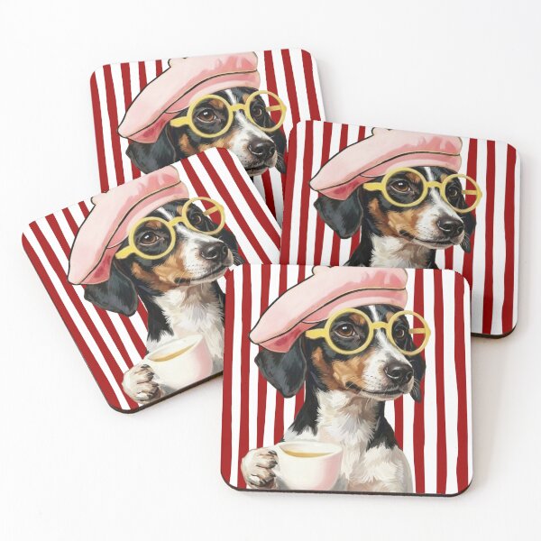 Item preview, Parisian Pup – Chic Terrier dog with Coffee & Pink Beret designed and sold by UUniqueIImprint.