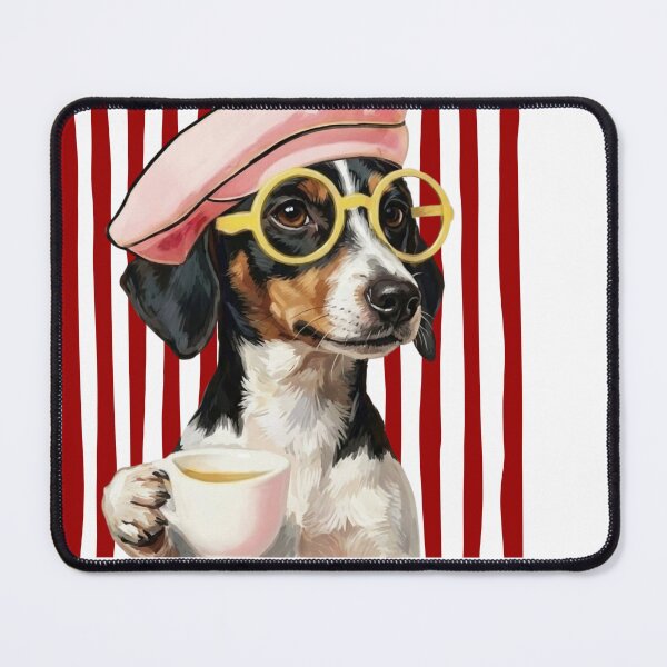 Item preview, Parisian Pup – Chic Terrier dog with Coffee & Pink Beret designed and sold by UUniqueIImprint.