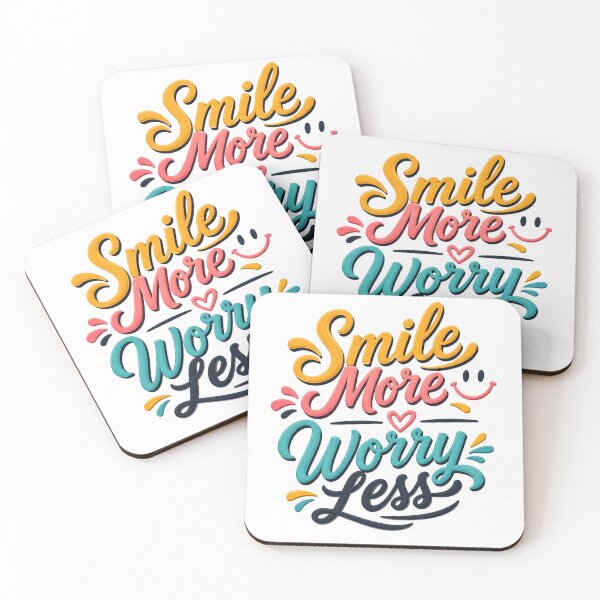 Item preview, Smile More Worry Less Positive Motivational Typography  designed and sold by MR4me.