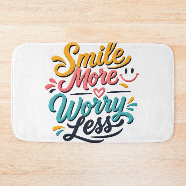Item preview, Smile More Worry Less Positive Motivational Typography  designed and sold by MR4me.