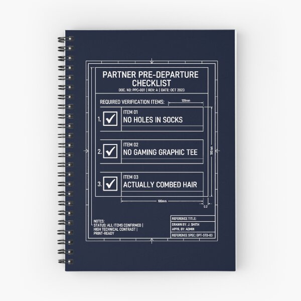 Item preview, Pre-Departure Checklist Technical Blueprint Humor designed and sold by SplashTastic.