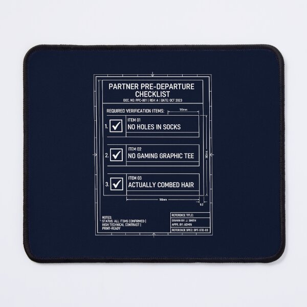 Item preview, Pre-Departure Checklist Technical Blueprint Humor designed and sold by SplashTastic.
