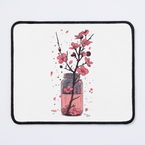 Item preview, Japanese Sakura Flowers in Glass Bottle Aesthetic Watercolor Art Vintage Cherry Blossom Illustration designed and sold by ZyloPrints.