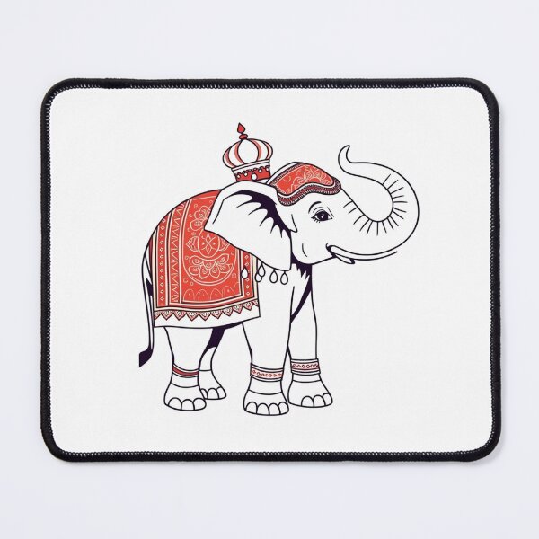 Item preview, Decorated Festival Elephant With Ornaments Line Ar designed and sold by QuirkThreadsCo.