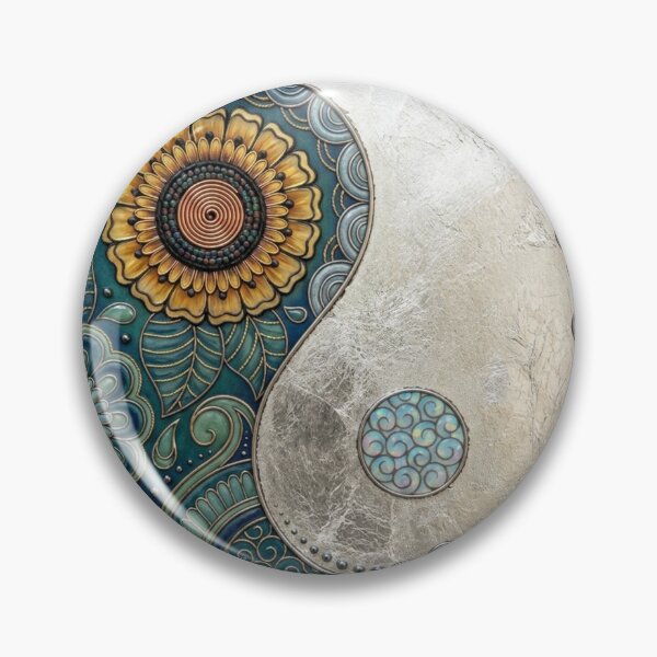 Item preview, Floral Yin Yang Mandala - Sunflower & Teal Zen Art designed and sold by DoodleIntricate.