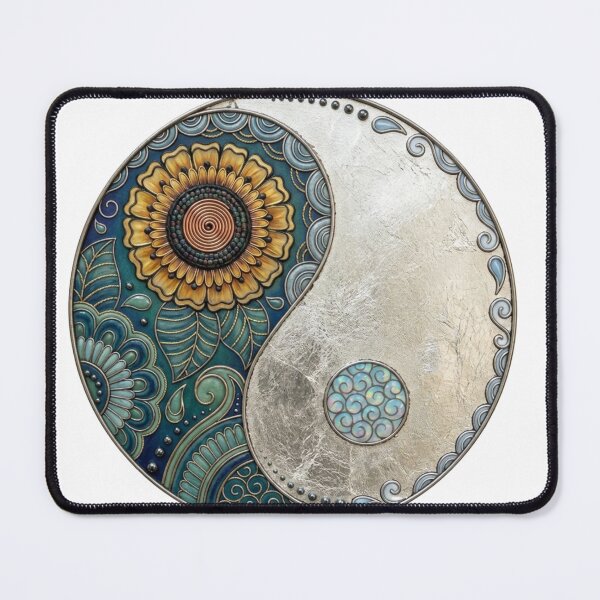 Item preview, Floral Yin Yang Mandala - Sunflower & Teal Zen Art designed and sold by DoodleIntricate.