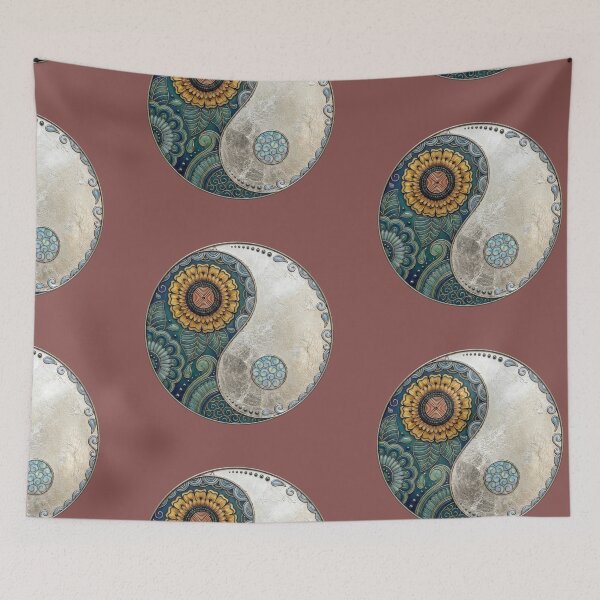 Item preview, Floral Yin Yang Mandala - Sunflower & Teal Zen Art designed and sold by DoodleIntricate.