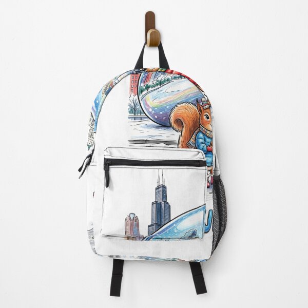 Item preview, Cute Squirrels at Chicago Cloud Gate - Matching Winter Puffer Jacket Chibi Travel Art designed and sold by TaiwanMemory.