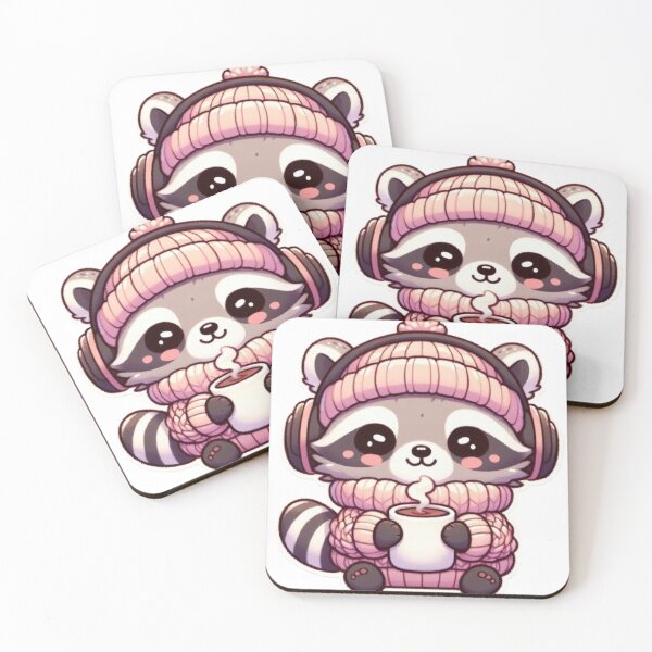 Item preview, Cozy Raccoon with Headphones & Hot Cocoa | Cute Kawaii  designed and sold by vigzhifushions.