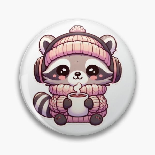 Item preview, Cozy Raccoon with Headphones & Hot Cocoa | Cute Kawaii designed and sold by vigzhifushions.