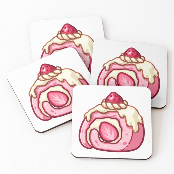 Item preview, Strawberry Hamster Swiss Roll Cake Kawaii Art designed and sold by StrawberHamster.