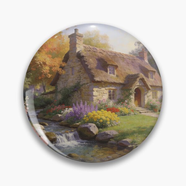 Item preview, Golden Autumn Cottage by the Stream designed and sold by BlareBlare.
