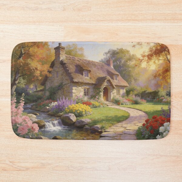 Item preview, Golden Autumn Cottage by the Stream designed and sold by BlareBlare.