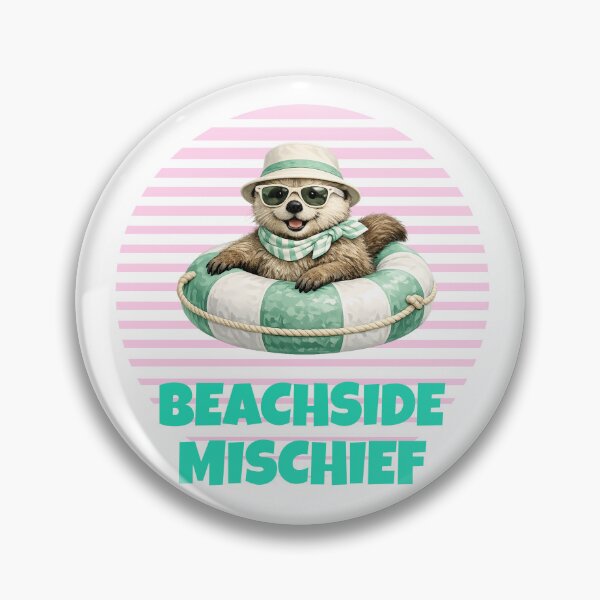 Item preview, Preppy Coastal Style with Sea Otter - Beachside Mischief designed and sold by Giddy Bear Gifts.