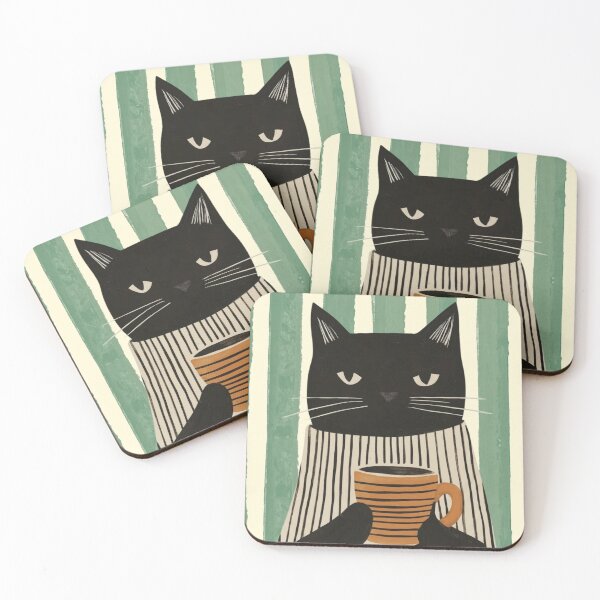Item preview, Grumpy Black Cat with Coffee – Cozy Morning Vibes designed and sold by UUniqueIImprint.