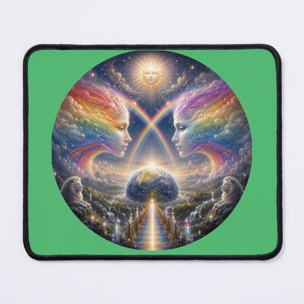 Item preview, Celestial Rainbow Union – Cosmic Twin Souls Fantasy Mandala designed and sold by sunbowjp stadio.