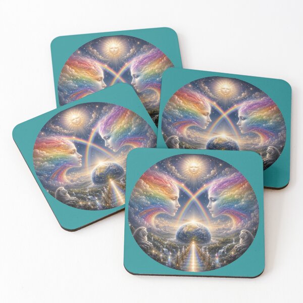 Item preview, Celestial Rainbow Union – Cosmic Twin Souls Fantasy Mandala designed and sold by sunbowjp stadio.